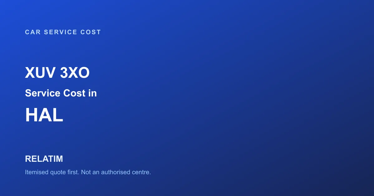 XUV 3XO Service Cost in HAL, Bangalore